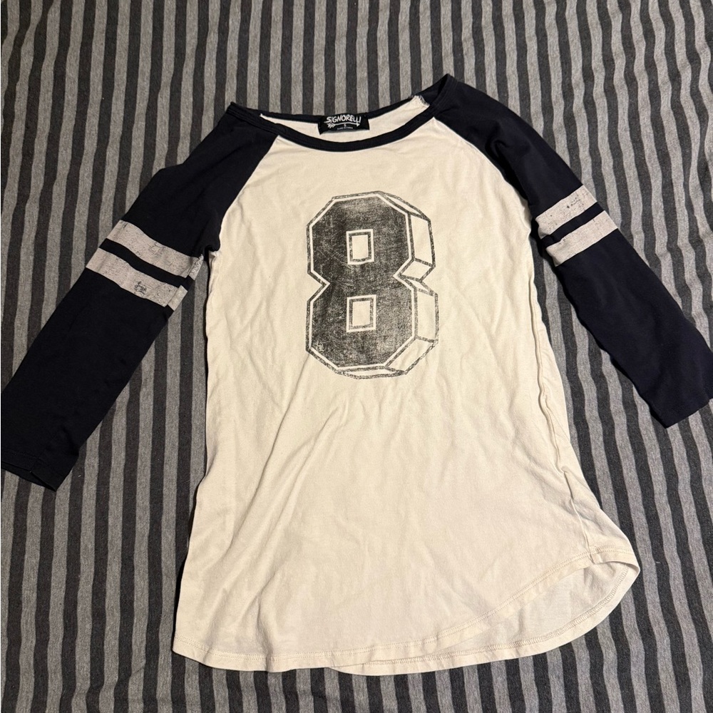Women's Long Sleeve Raglan Tee with Number Graphic